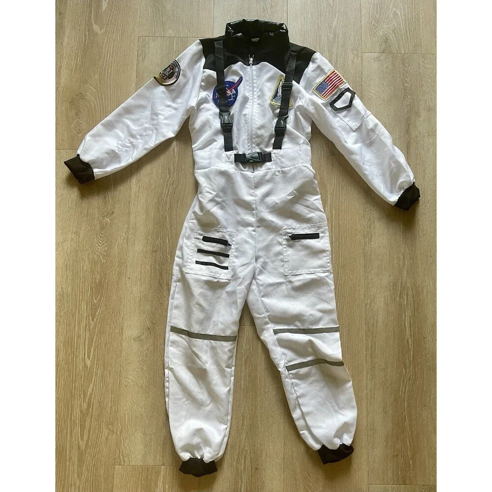 Astronaut Costume Suit Size NASA White Jumpsuit Embroidered Patches Youth XL